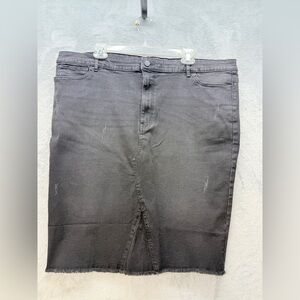 Avenue Jean Skirt Size 22 Black Denim No Slit Stretchy Pockets Casual